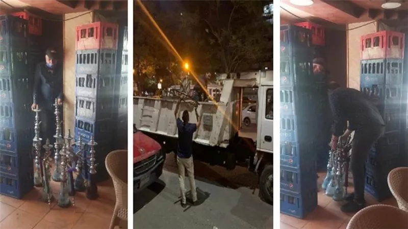 بالصور | تشميع كافتيريات مخالفة ومصادرة كميات من الشيشة ضمن تطبيق الإجراءات الاحترازية بالجيزة 