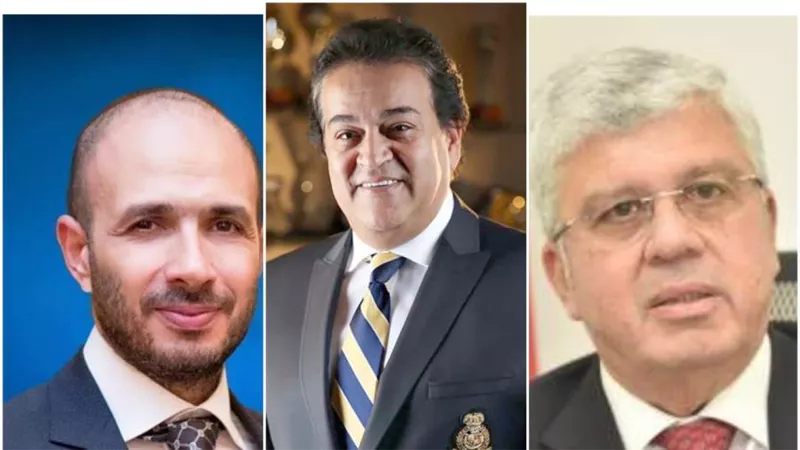 خالد الطوخى رئيس مجلس أمناء جامعة مصر للعلوم والتكنولوجيا يهنىء الدكتور خالد عبد الغفار والدكتور أيمن عاشور بمنصبهما الجديد