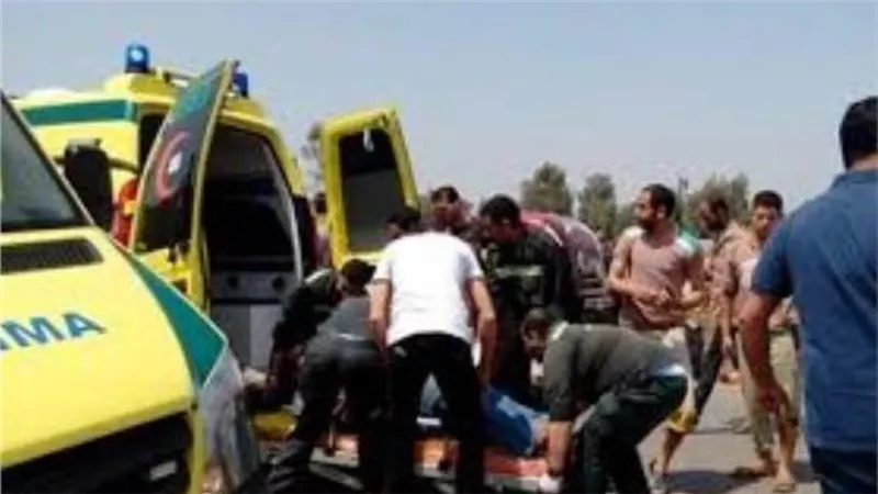 إصابة 8 أشخاص إثر اصطدام سيارتين ملاكي في صحراوي البحيرة 