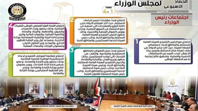 الحصاد الأسبوعي لمجلس الوزراء (إنفوجراف)