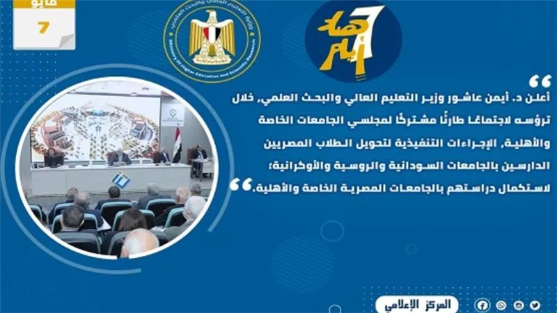 حصاد أنشطة التعليم العالي في أسبوع (إنفوجراف)