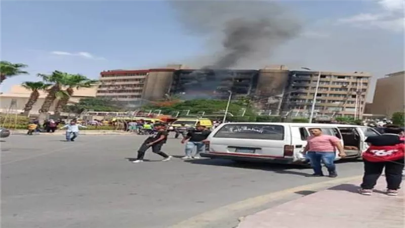 انتداب المعمل الجنائي في حريق مبنى جهاز 15 مايو 
