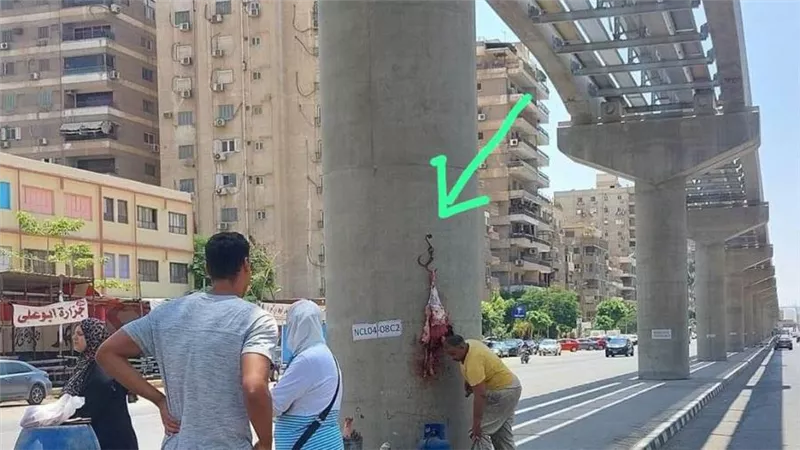 أول رد رسمي من الهيئة القومية للأنفاق بعد قيام جزار بتعليق ذبيحة بعمود المونوريل