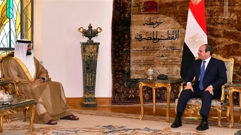 الرئيس السيسي يبحث مع مستشار الأمن الوطني في البحرين جهود مصر للتهدئة بغزة (صور)