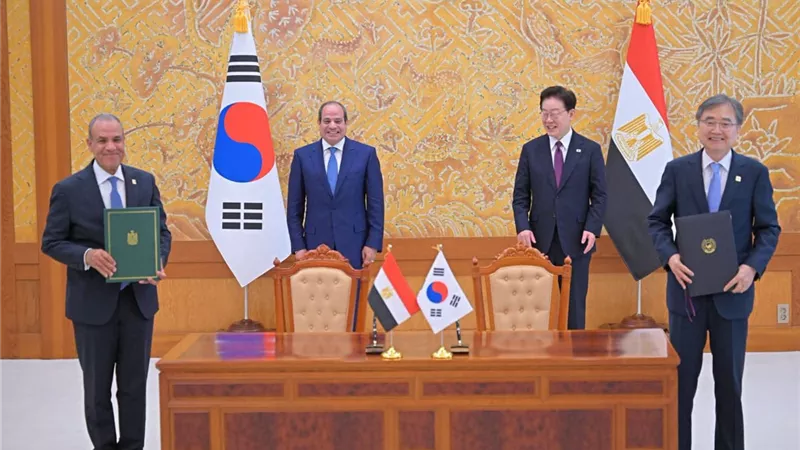 الرئيس السيسى ونظيره الكورى يشهدان التوقيع على عدد من الاتفاقيات ومذكرات التفاهم