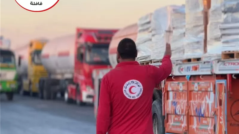 الهلال الأحمر المصري يمد أهالي غزة بأكثر من 3,439 طنًا من المساعدات الإنسانية الضرورية عبر قافلة «زاد العزة» الـ 300